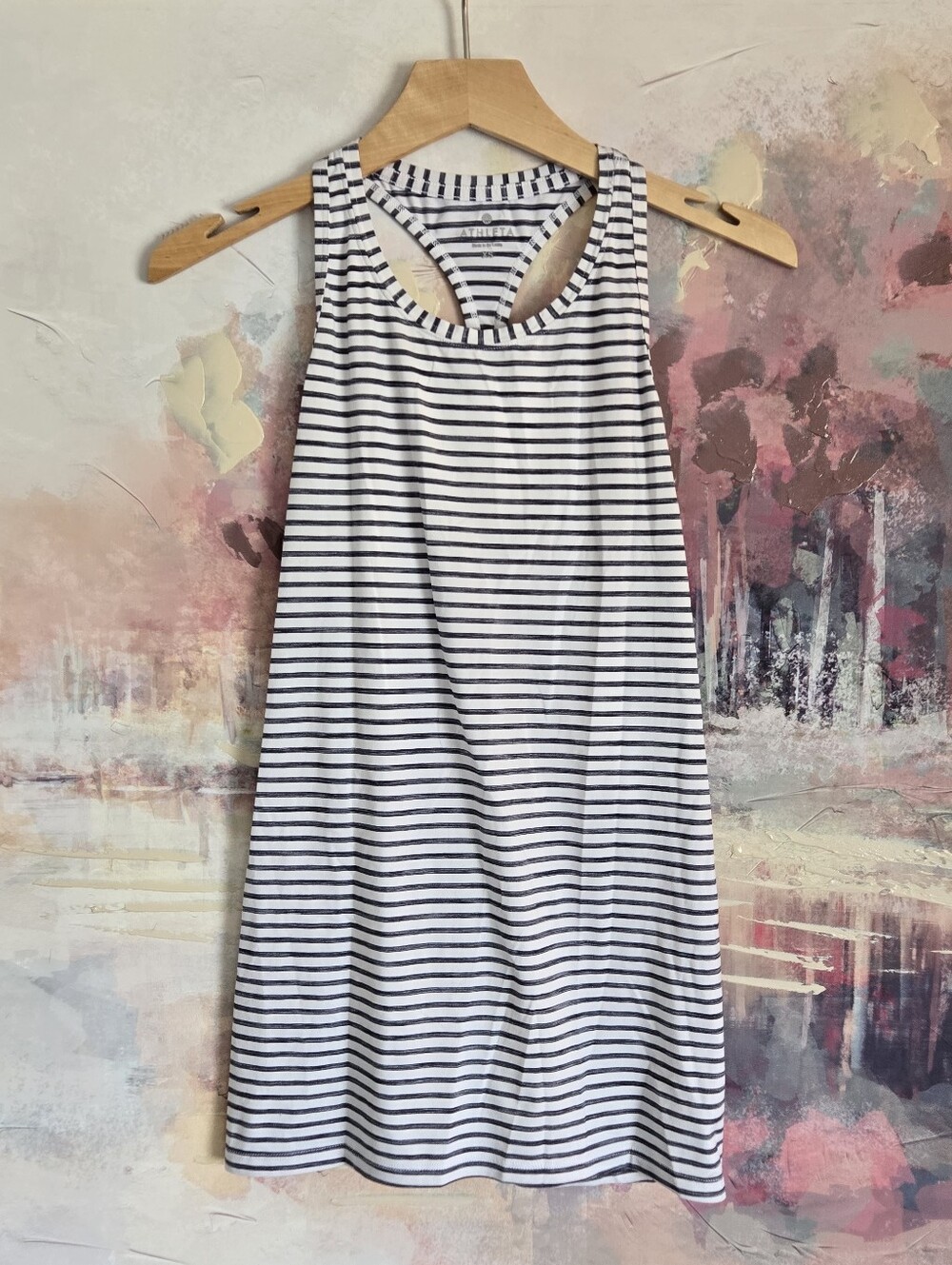 Athleta• White and Navy Striped Racerback Tank. Sz XS
